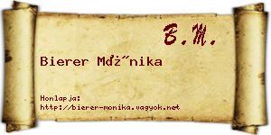 Bierer Mónika névjegykártya